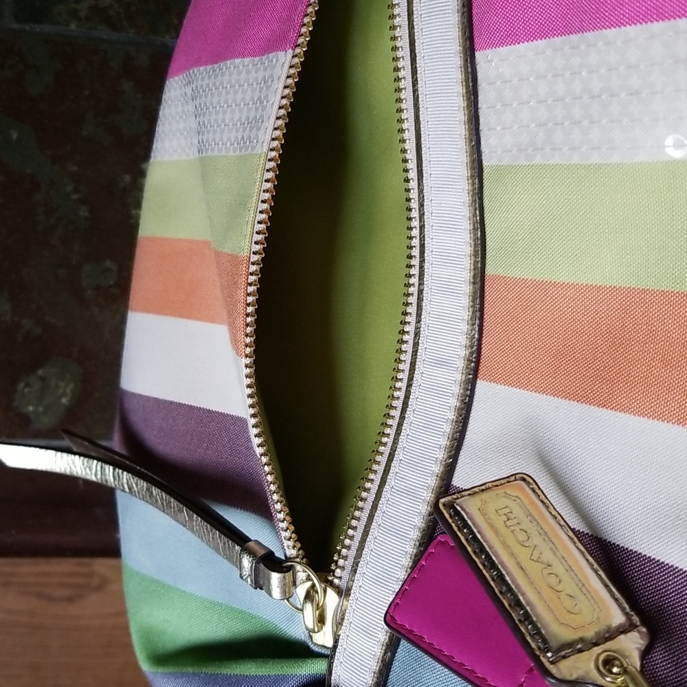Coach Legacy Stripe Tote Y2K Extra Large Brand New Rainbow Hues - Picture 16 of 16